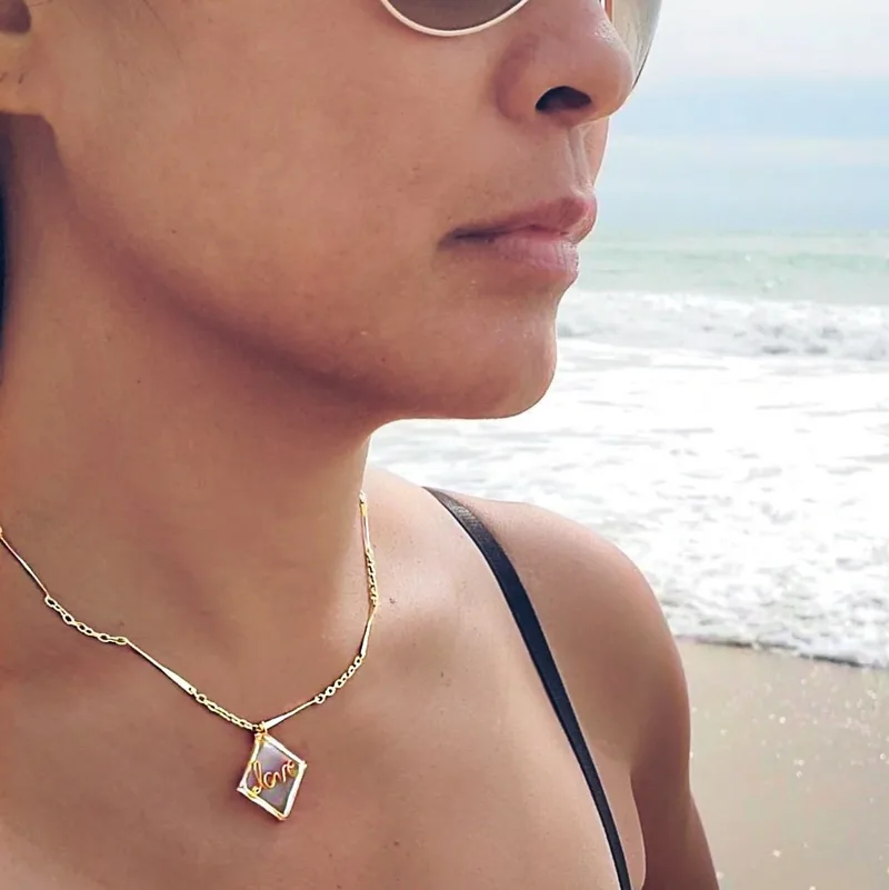 Personalized Resin Frame Necklace