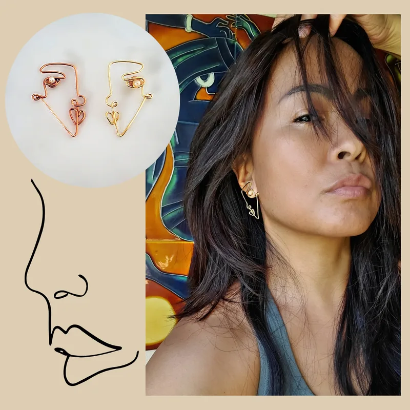 Speak Love Abstract Face Earring